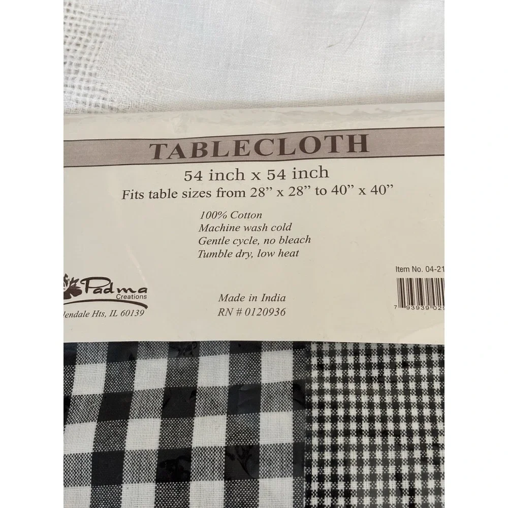 Padma Buffalo Check Tablecloth-Country Gingham Rustic Farmhouse 54x54‎ NEW